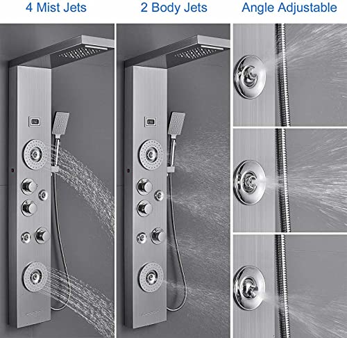 Shower panel tower system LED rainfall waterfall bathtub jet massage body miniatura 3