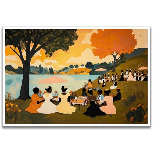 Black People Canvas Wall Art African American Juneteenth Art Painting Wall Decor Afro Oil Painting Posters Vintage Black Artwork Prints for Living Room Bedroom Home Decoration, 16x24inch Unframed
