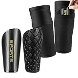 Zorplex Parastinchi Calcio con Copricalze, Partita di Calcio Protezione Gambe, Ergonomici, Parastinchi Bambini, Giovani e Adulti, Ideale per Calcio e Altri Sport (M)