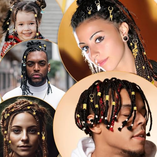 Perles de dreadlock en métal pour coiffure créative unisexe