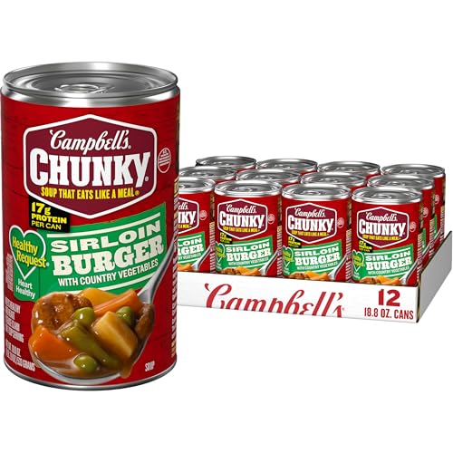 Campbell’s Chunky Healthy Request Soup, Sirloin Burger with Country Vegetable Beef Soup, 18.8 oz...