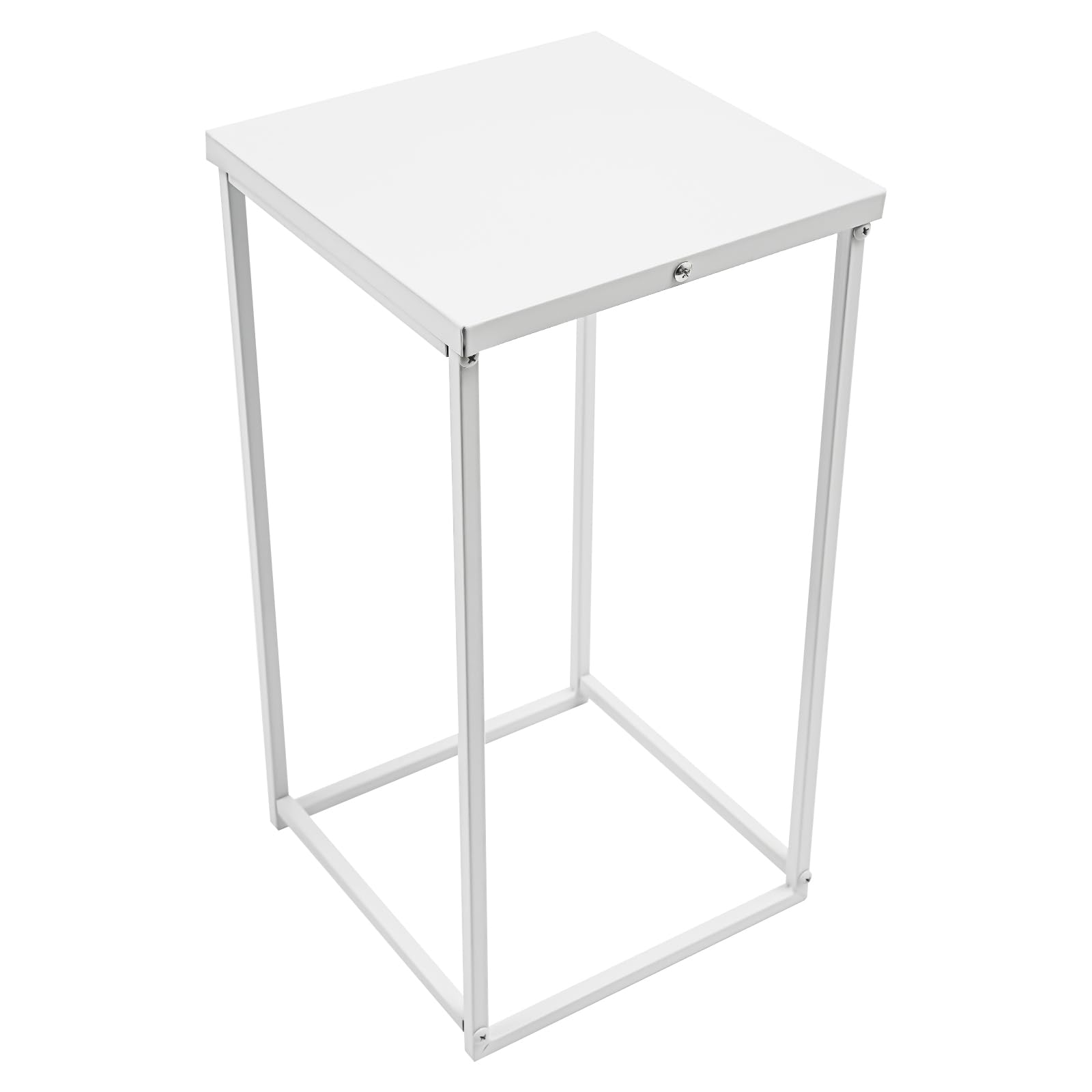 Set di 4 Sgabelli per Fiori, In Metallo, Forma Rettangolare, Supporto Per Colonna Vaso Geometrico Espositore Per Fiori Decorazione a Colonna, Bianco, 4 dimensioni