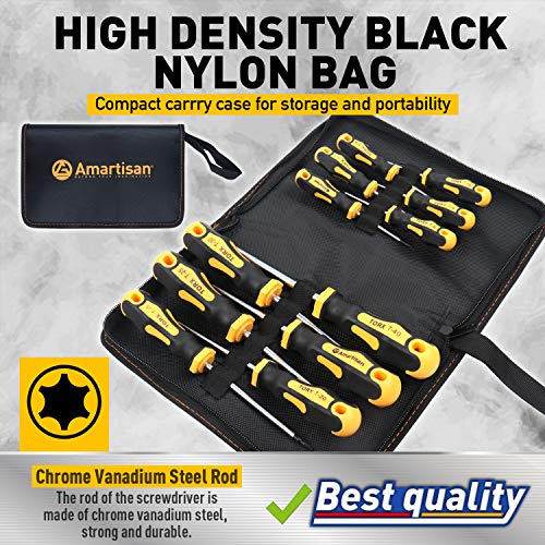 Amartisan 12-Piece Magnetic Torx Screwdriver Set (T5 - T40) - Best Choice