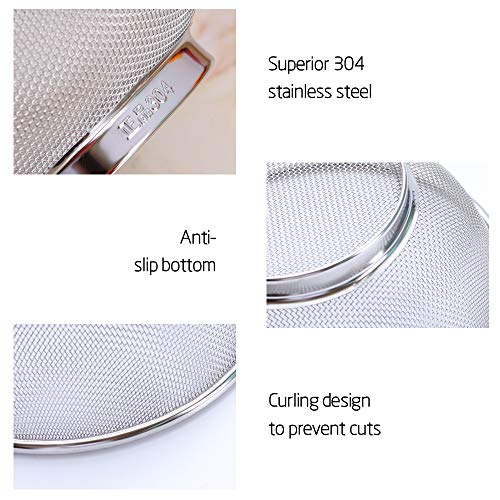 2Pcs Stainless Steel Mesh Colander Strainer Basket Drainer- Fine Mesh Strainer Rice Washing Bowl, Colander Sieve Sifters #TOP3