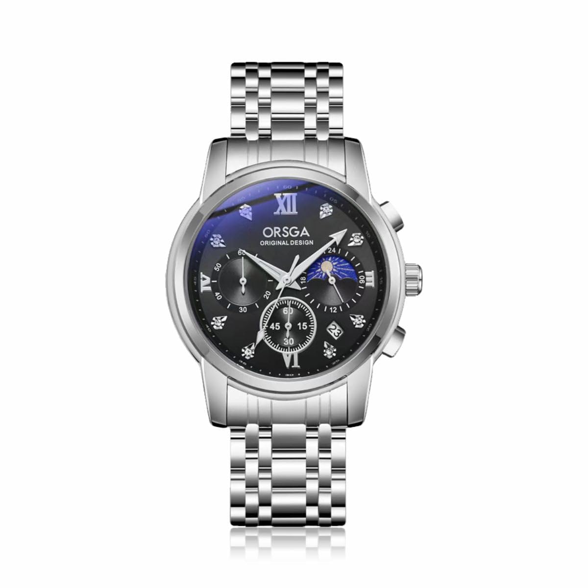 ORSGA Watches for Men Legend Black Dial Watch for Men Fashion Business Men Watches Waterproof Quartz Analog Watches with Stainless Steel Band (B0D1YMRKL3) Amazon Price History, Amazon Price Tracker