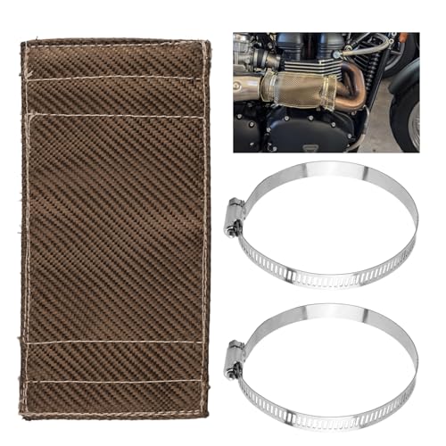 4x8' Titanium Exhaust Heat Shield with 2 Clamps,Exhaust Wrap Motorcycle Heat Shield for Heats Insulation,2-layer Exhausts Heats Wrap Can Withstand 1832°F Transient Temperature