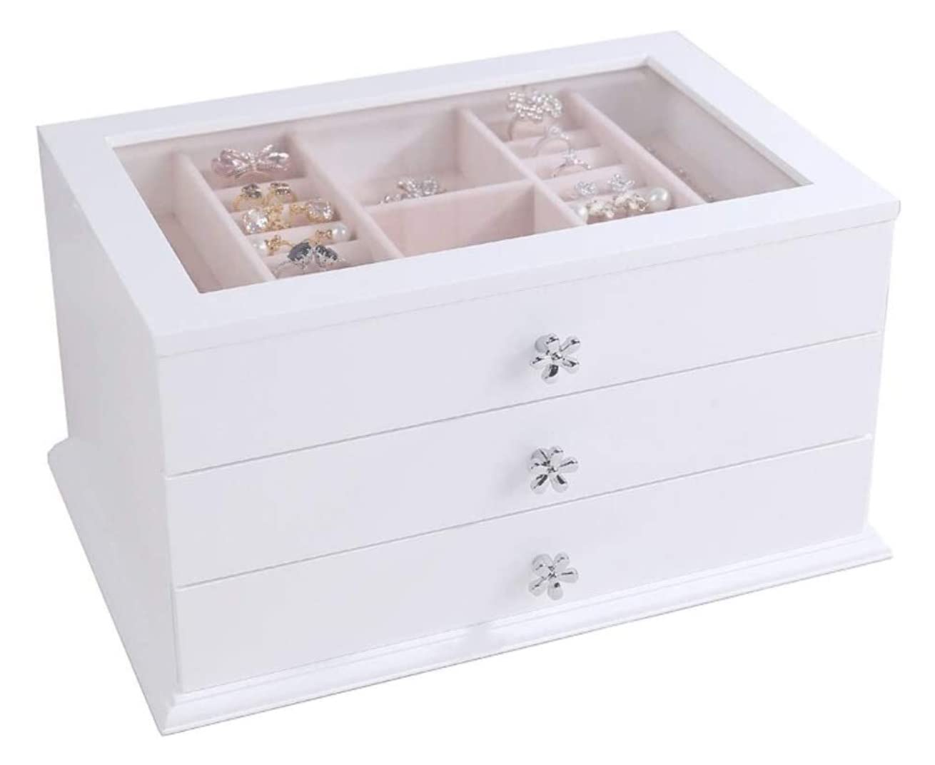 LLXYWJ Joyero de exhibición Joyero de 3 Joyero de Franela Estuche de Almacenamiento de joyería Collar Pendientes Anillos Pulseras Exhibición para Mujeres Organizador de Joyas para niñas