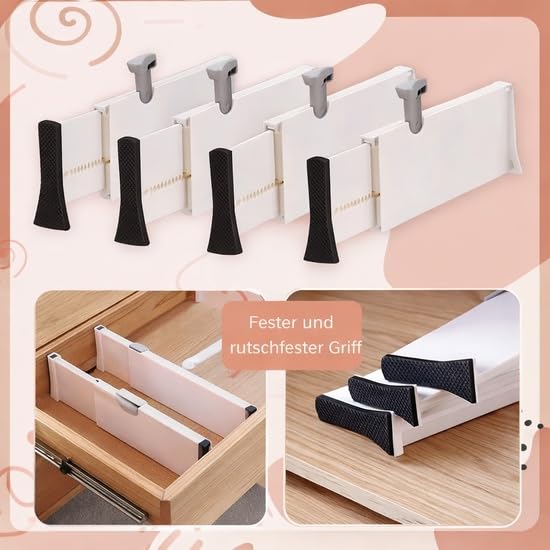 Schubladenteiler 12er-Set – verstellbar 28–43 cm – 10 cm hoch – Weiß
