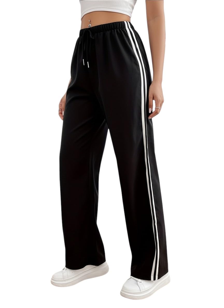 dockstreet Loosefit Sweatpants/Loose Soft Casual Lowers/Casual Lower for WomenIITWO Stripe IIWomen-30925E1Black40-picture-33