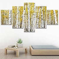 SIGNWIN 5 Panel Canvas Wall Art Modern Art Expressive Forest Multicolor Photography Romantics Scenic for Home Decorations Ready to Hang - 60