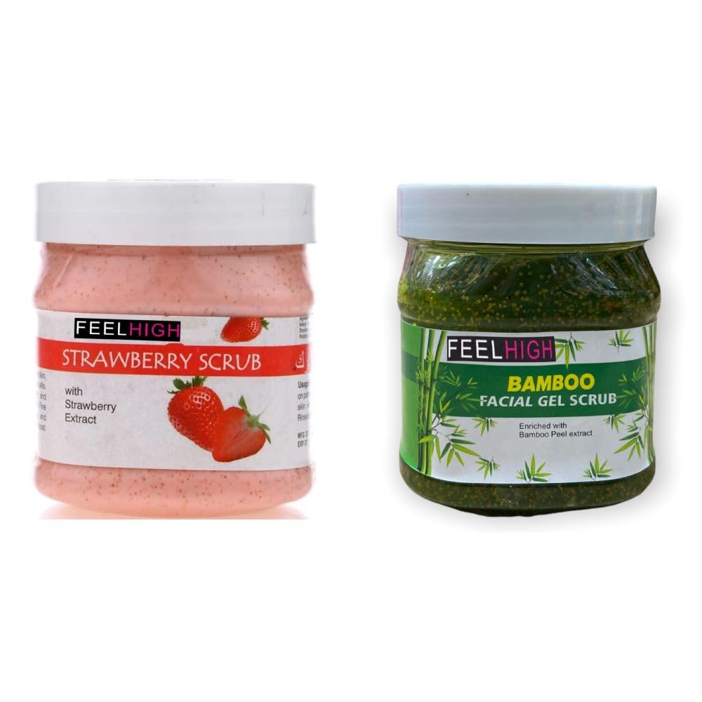 Feelhigh Face and Body Strawberry Scrub 500gm And Scrub 500gm - Skin care and Facial Products -Man woman - (Pack2) (Strawberry Scrub And Bamboogel Scrub)-image-33