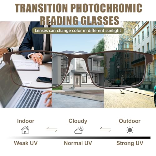 Image of Photochromic Progressive Multifocus Reading Glasses Men Transition Blue Light Blocking Multifocal Computer Readers