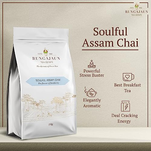 Image of Rungajaun Soulful Second Flush Assam Chai Black Tea Assam Tea Powder 1kg, 100% Natural Tea, Strong Assam Black Tea