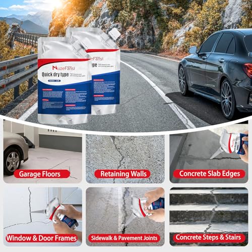 Image of Cement Crack Sealant, Concrete Crack Filler, Flexible & Weather-Resistant Caulking Glue, Waterproof Concrete Repair for Driveways, Sidewalks, Walls, and Foundations (8 Pack)