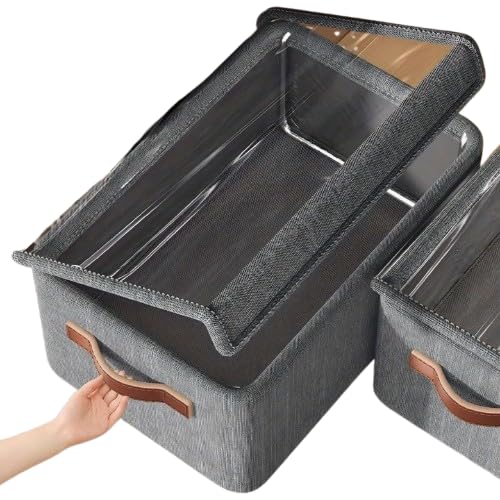 26L Foldable Storage Box with Lid, Clothes Storage Basket with Handles, Durable Fabric Organizer Bin for Clothing, Toys, Blankets, Books, Wardrobe & Shelf Storage-image-11