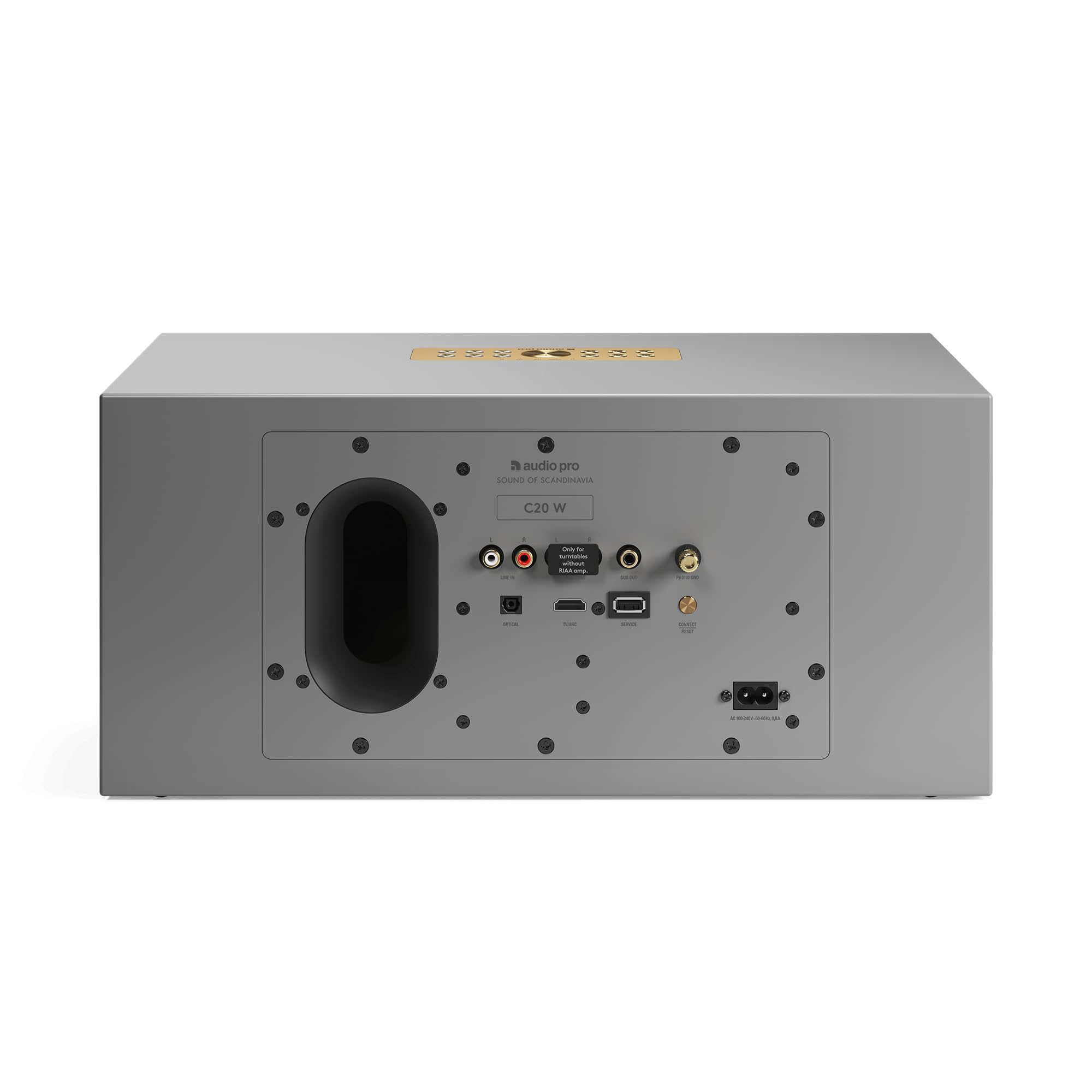 Audio Pro C20W Altavoz estéreo inalámbrico multihabitación 190 W amplificador clase D, HDMI ARC, AirPlay 2, Google Cast, Bluetooth 5.0, entrada Phono, salida de subwoofer (gris)