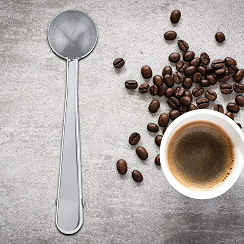 Coffee Spoon Stainless Steel Long Handle Measuring Scoop With Bag Sealing Clamp Food Bagged Clip Milk Powder Measuring Spoon 2 In 1 Multifunctional Food Spoon For Home Office Coffee Shop #TOP3