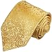 Paul Malone Necktie, Pocket Square and Cufflinks 100% Silk Gold,One Size