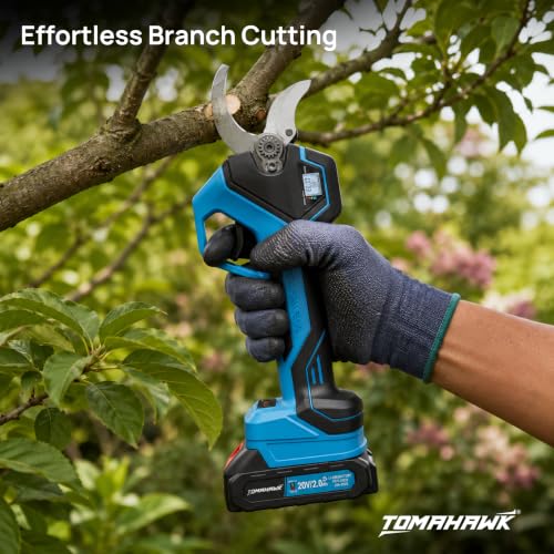 Image of TOMAHAWK TCPR-B42 Cordless Electric Pruner with Brushless Motor, 42mm Cutting Capacity 20V Battery Pruning Shears for Garden, Electric Branch Cutter with 2 x 1.5Ah Batteries & Charger