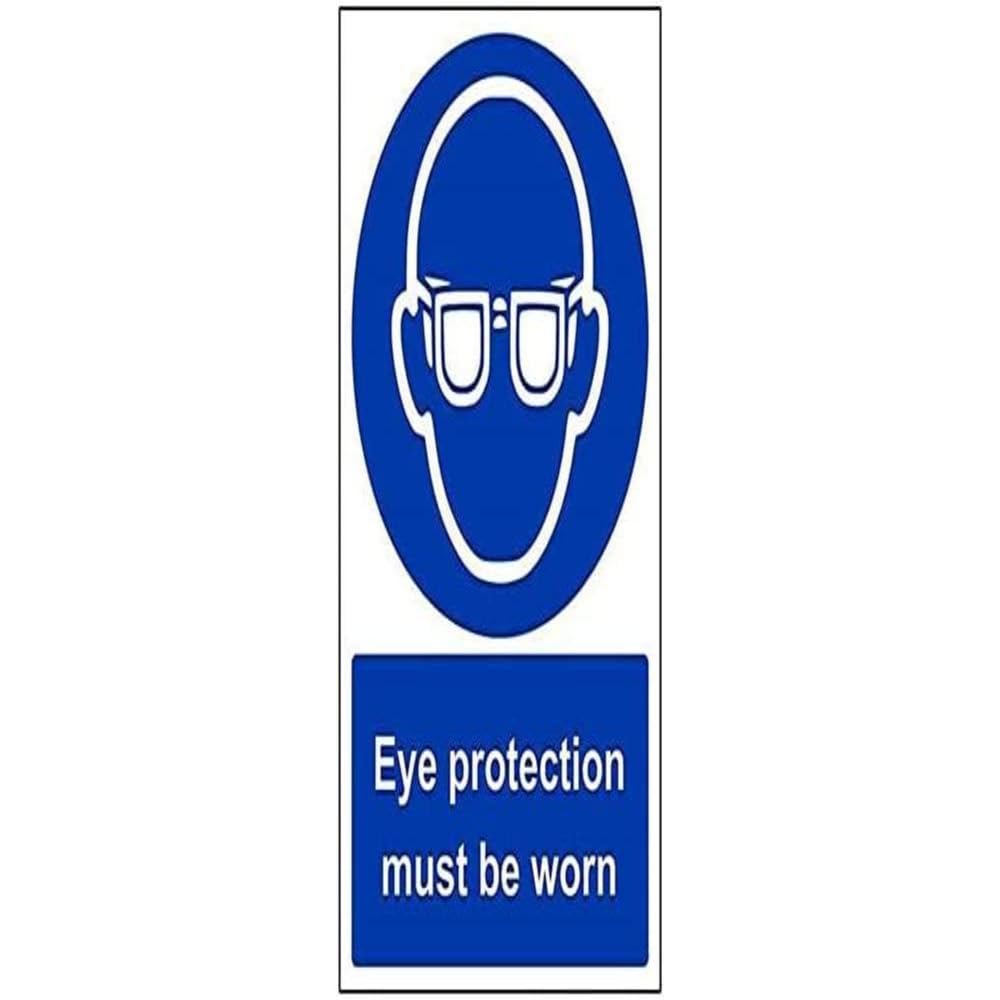 VSafety Eye Protection Must Be Worn PPE Sign - Portrait - 200mm x 300mm - 1mm Rigid Plastic