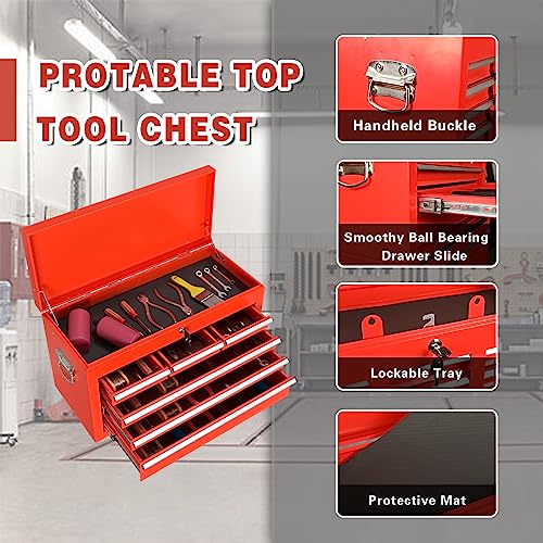 Yaciente 8-Drawer High Capacity Rolling Tool Chest, Tool Box With Drawers And Wheels, Toolbox On Wheels With Cabinet, Portable Tool Chest On Wheels(Red) #TOP3