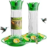 birdream hummingbird feeders for outdoors hanging 20 ounces 10 feeding ports 2 pack plastic humming bird feeder with ant moat brush leak proof green
