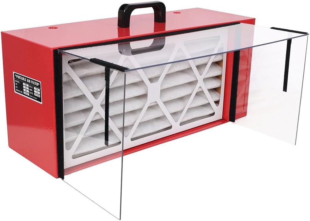 Tabletop Dust Collector for Woodworking, Portable Double-Sided Intake Air Filtration Systems with Timer Function Movable Air Filter for Garage, Home, Workshop, Bench Top, Shop Dust Collectors