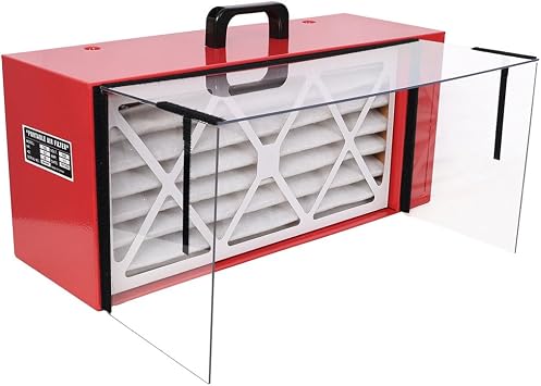 Portable Tabletop Dust Collector, Variable Speed Woodworking Dust Collection System 725CFM, Triple Fan Air Intake with Filter, Steel Body with Hood & Side Doors, Red