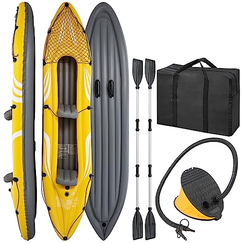 COSTWAY Aufblasbares Kajak für 2 Personen, Tandemkajak mit abnehmbaren...