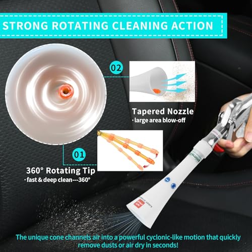 Tornado Dry Cleaning Gun with Brass Adjustable Air Flow Nozzle,Air Blower Gun Quickly Blasts Dirt and Dust from Surface Works with Air Compressor