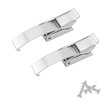 2PCS Medium 304 Stainless Steel Draw Toggle Latch Spring Toggle Lock Buckle Spring-Steel Hook with Screws