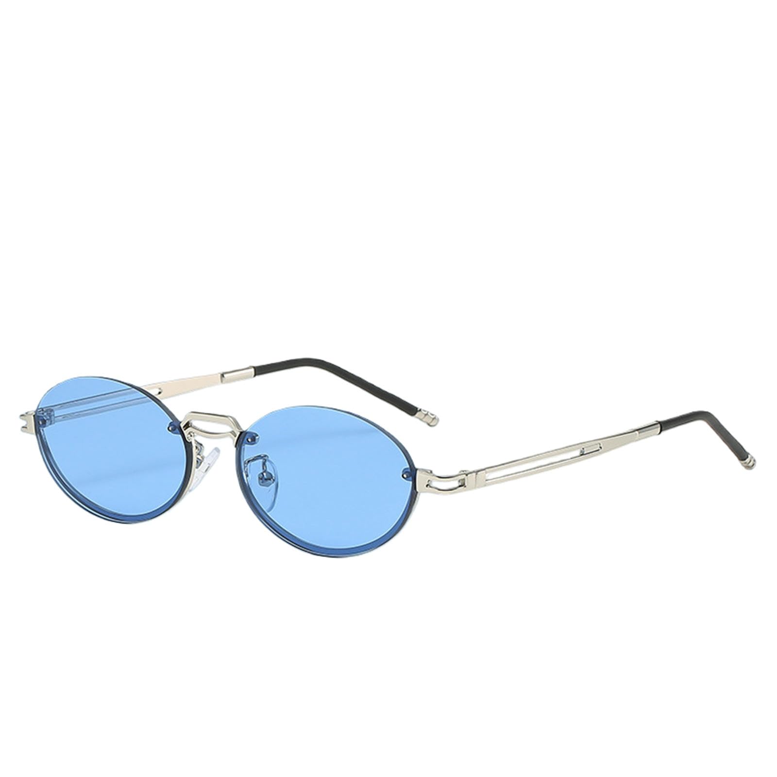 Gyios sunglasses Trendy Rimless Punk Metal Gradient Lens Oval Sun Glasses Protection Frameless Shades For Women & Me