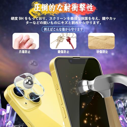 Image of Compatible iPhone 14 Glass Film (1 piece) + iPhone 14 Camera Film (1 piece) [Anti Peepering] Privacy, Full Protection, Automatic Adhesion, Anti-Bubbles, Anti-Fingerprint, Protective Film for iPhone 14