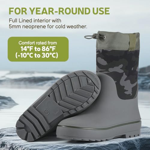 Showave Kid's Rain Boots for Boys Girls Waterproof Durable Rubber Boots Easy-on Outdoor Unisex-Child Mud Boots3