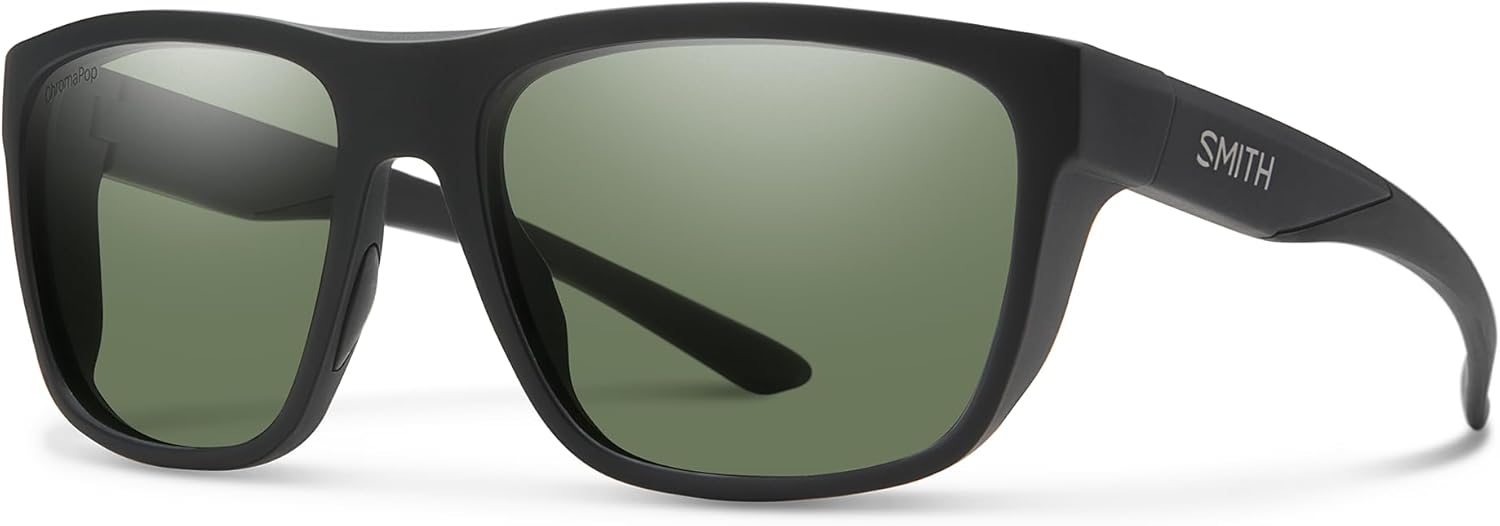 SMITH Barra Sunglasses – Performance Sports Active Sunglasses for Watersports, Fishing & More – For Men & Women – Matte Black + Grey Green ChromaPop Polarized Lenses