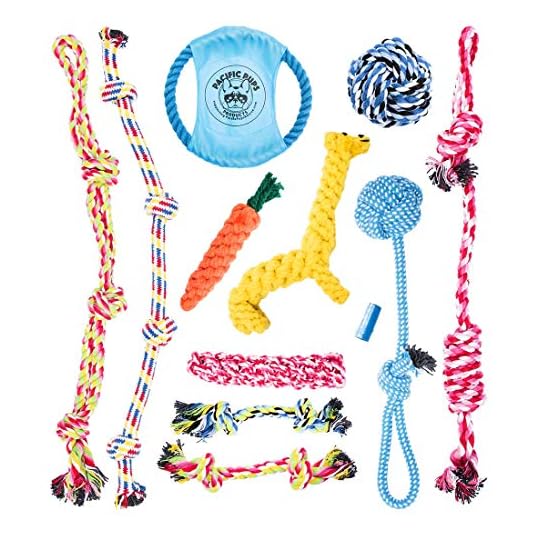
                            Pacific Pups Products Supporting pacificpupescue.com - Dog Rope Toys for Aggressive CHEWERS - Set of 11 Nearly Indestructible Dog Toys - Bonus Giraffe Rope Toy - Benefits NONPROFIT Dog Rescue
                        
