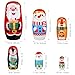 AOKWAWALIY 6pcs Christmas Nesting Dolls Handmade Wooden Stacking Dolls Russian Nesting Toy Snowman with Cartoon Pattern Matryoshka for Christmas Decoration Birthday Party Favors