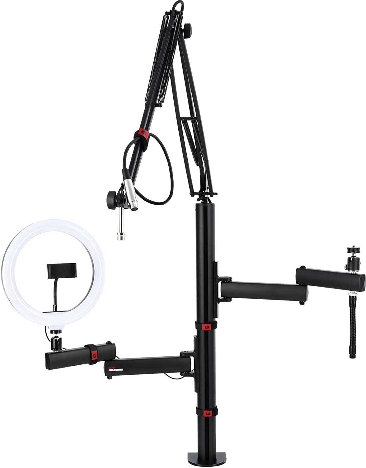 Gator Frameworks ID Series All-In-One Content Creator Tree with Light, Mic & Cam