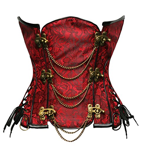 Bslingerie Gothic Punk Heavy Duty Retro Waist Cincher Underbust Corset (S, Red)