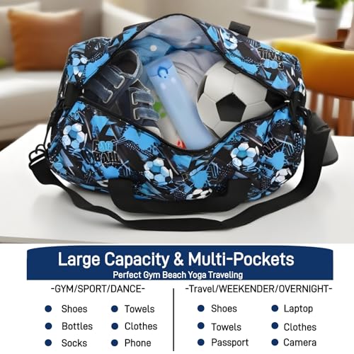 Overnight Duffel Bag, Football Pattern Overnight Travel Weekender Tote Bag with Zipper, Carry On Sleepover Bag Sport Gym Bag for Practice, Weekend Getaway3