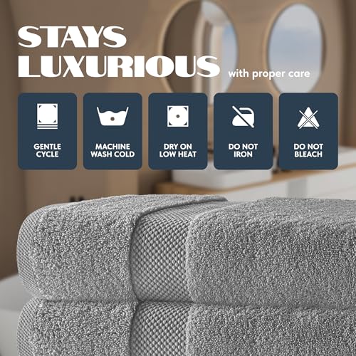 Image of White Classic Luxury Bath Towels Set of 4 Large - 700 GSM Cotton Ultra Soft Bath Towels 27x54 | Highly Absorbent and Quick Dry | Hotel Towels for Bathroom Luxury, Plush Shower Towels, Light Grey