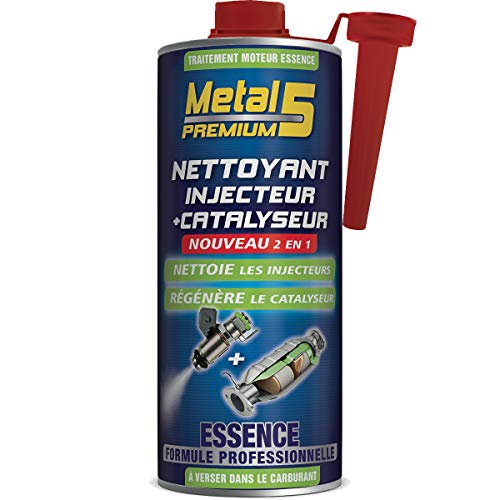 Nettoyant Injecteur + Catalyseur Essence - 1L - Metal 5 Premium - Traitement curatif alliant une combinaison hautement efficace d’agents actifs aux propriétés nettoyantes et protectrices