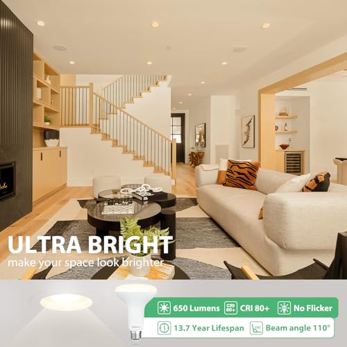 Image of DEGNJU 16 Pack BR30 LED Bulb, Dimmable Indoor Flood Lights 7W Equivalent 65W 3000K Warm White, CRI80, 650 LM, E26 Base, 15000 Lifetime Hours, Interior Energy Saving Recessed Light Bulb, Flicker-Free