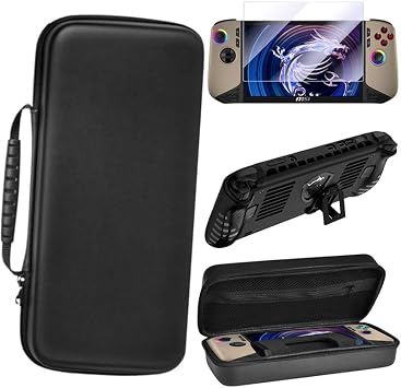 MSI Claw 8 AI+ A2VM Compatible Protective Case Set New Arrival - 3 in 1 Set Includes Portable Storage Bag, TPU Protective Case, Protective Film, Waterproof Dustproof, Fully Protection Against Shocks, Drops and Scratches