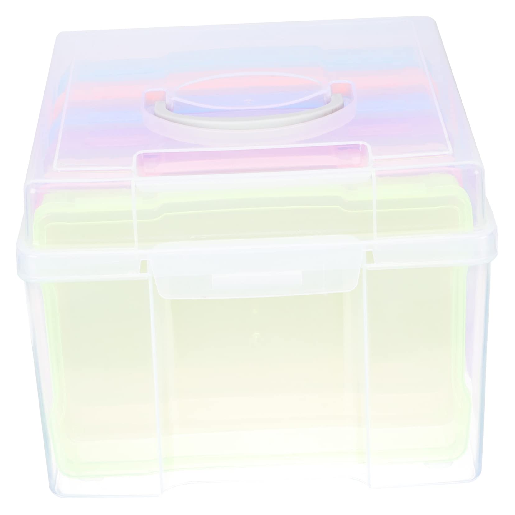 HOMSFOU 1 Set Box Photo Storage Box Small Clear Container Craft Organizers and Storage Postcards Case Small Objects Organizer Photo Storage Containers Clear Stamp Plastic Colorful
