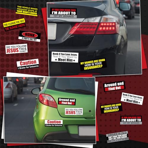 Image of AmazingSpark 10 Pcs Bumper Magnetic Sticker Funny Car Bumper Sticker This Vehicle Makes Frequent Stops at Your House Car Accessories for Truck Vehicle Luggage Window Refrigerator 8 inch x 3 inch