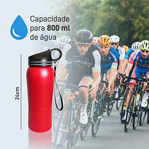 Garrafa de Água Resistente 800 Ml Aço Inox Inquebrável Portátil, Bebidas Quentes e Geladas, Viagem,