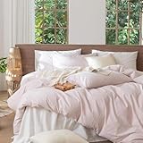 Lanqinglv Bettwäsche 155x220 Baumwolle Gestreift Rosa,100% Renforce Baumwolle Bettwäsche Set mit Reißverschluss,ÖKO-TEX Bettwäsche für Allergiker Geeignet,1 Bettbezug & 1 Kissenbezug 80x80 cm