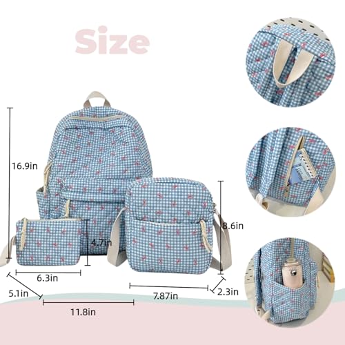 Coquette Backpack - Bow Backpack Nylon for Women Cute Kawaii Backpack Set 3 Pcs Quilted Daypack with Small Crossbody Bag (yellow)2