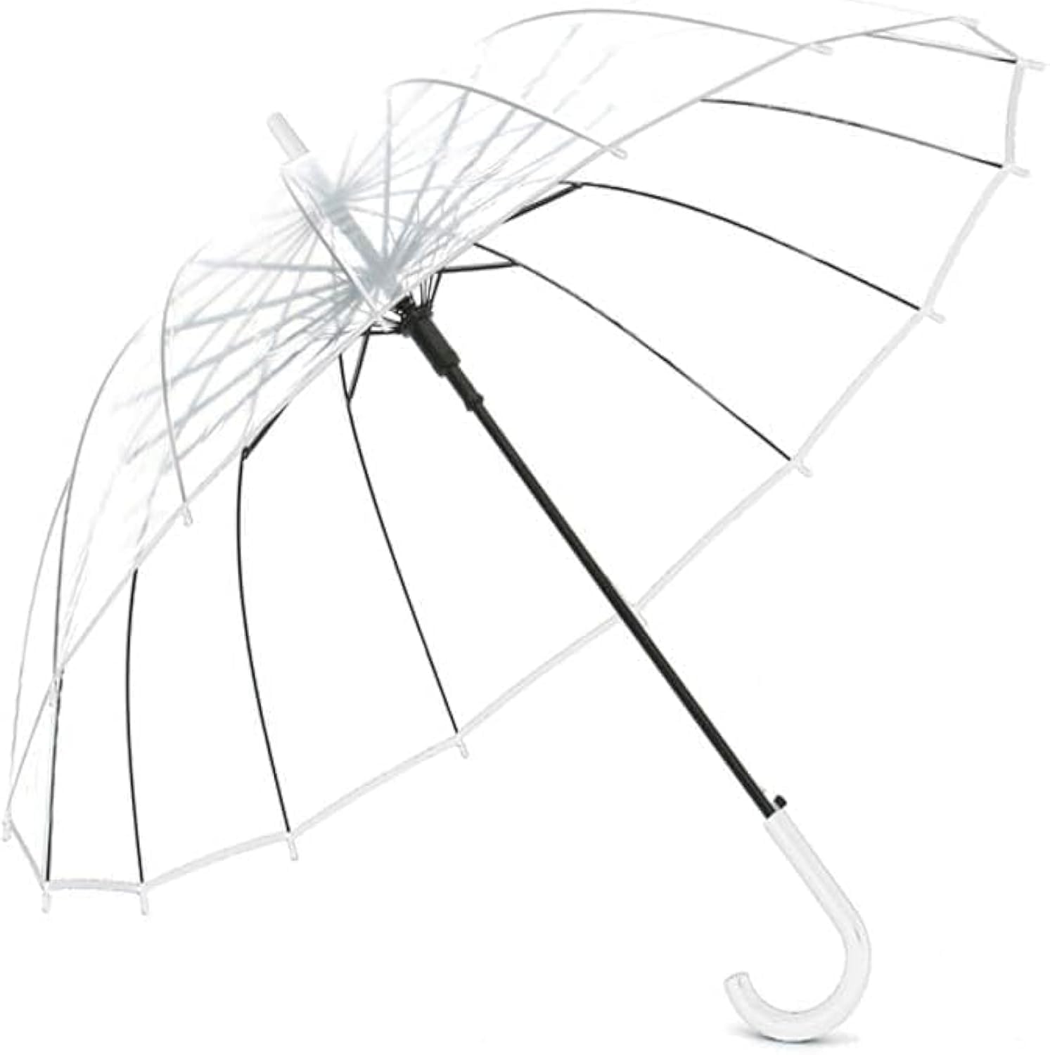 Transparent Travel Umbrella, Stick Umbrellas With J Hook Handle White Umbrella, Portable Compact Protection, Small Light Weight Waterproof